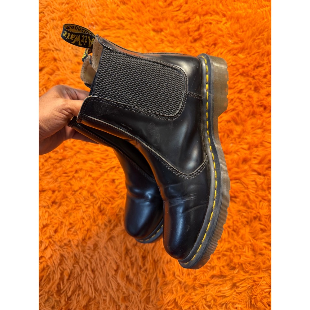 Dr. Martens 2976 Yellow Stitch Smooth Leather Chelsea Boots Black UK 8 US Men 9